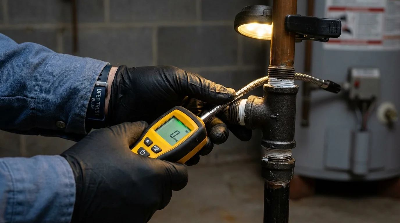 Gas leak detection with electronic sniffer by Johns Plumbing LLC in Frostproof