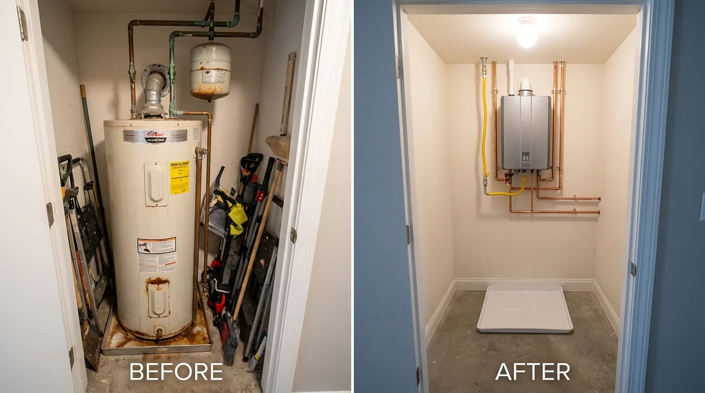 Tank water heater versus wall-mounted tankless unit comparison for Frostproof, FL homeowners