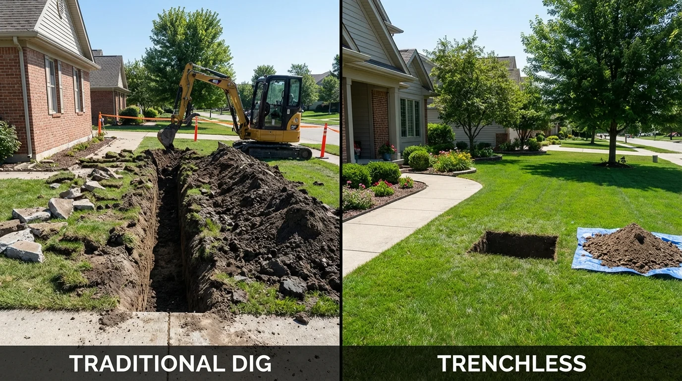 Trenchless sewer repair with minimal yard damage versus traditional excavation in Frostproof, FL